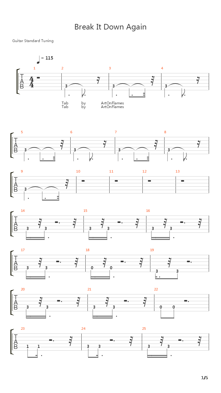 Break It Down Again吉他谱