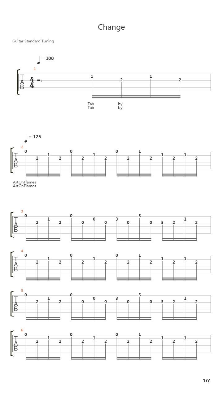 Change吉他谱