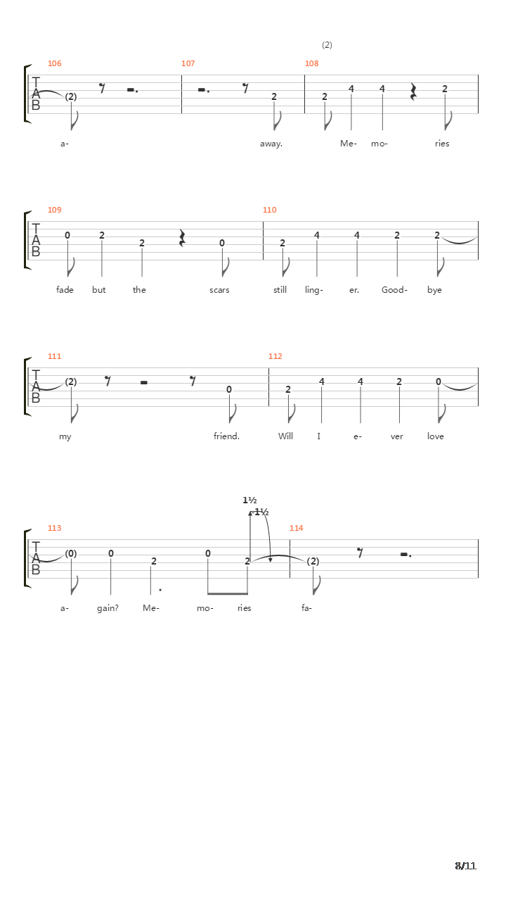 Memories Fade吉他谱