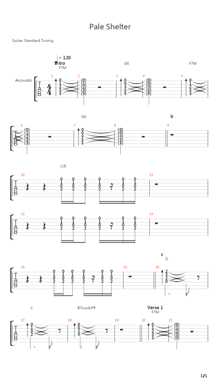 Pale Shelter吉他谱