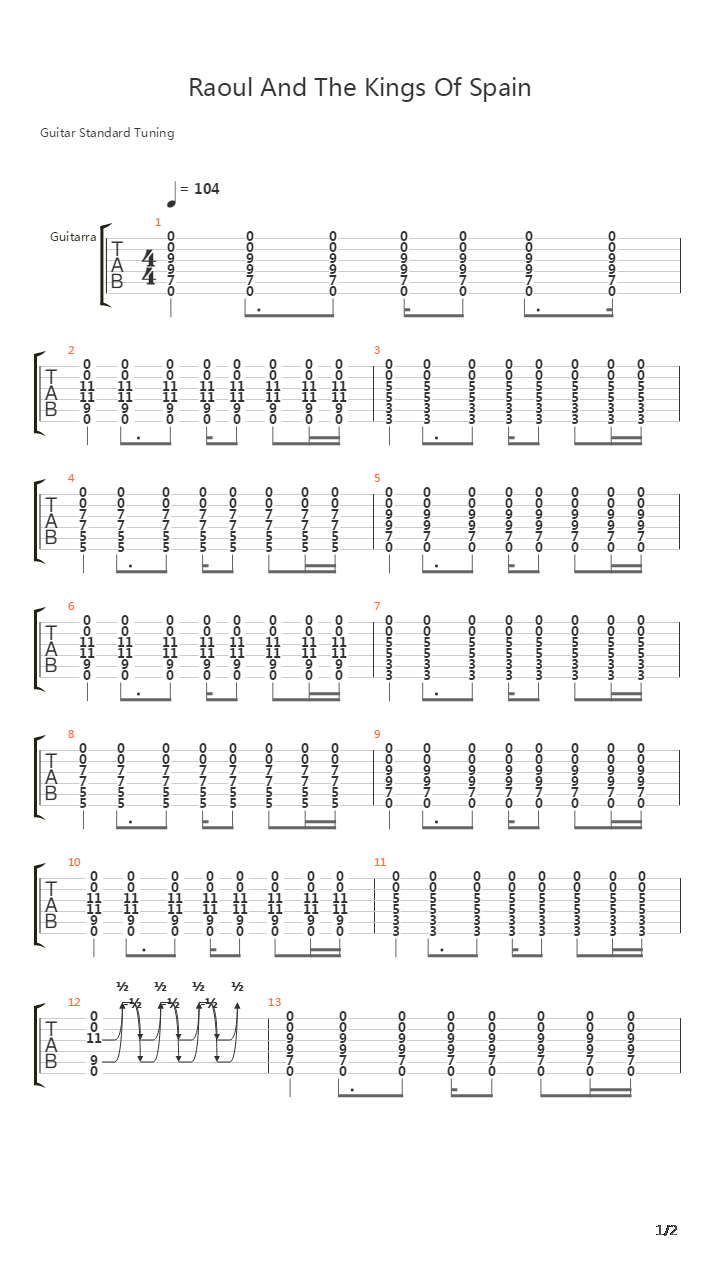 Raoul And The Kings Of Spain吉他谱