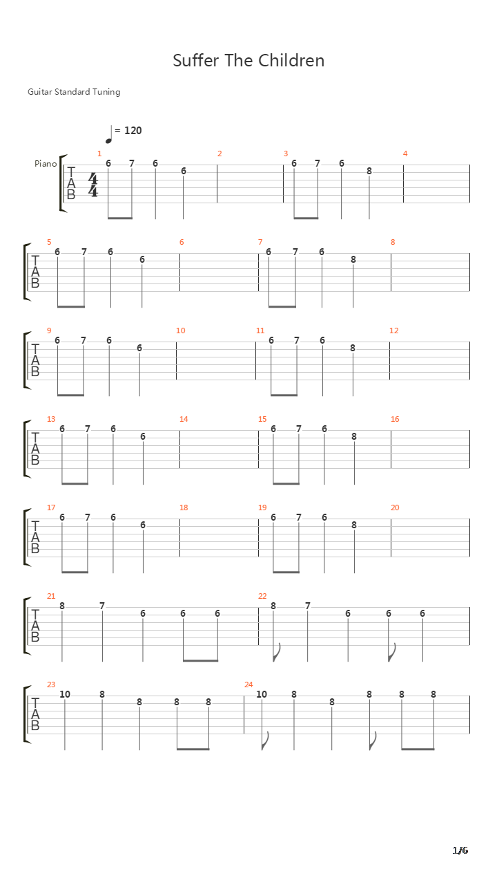 Suffer The Children吉他谱