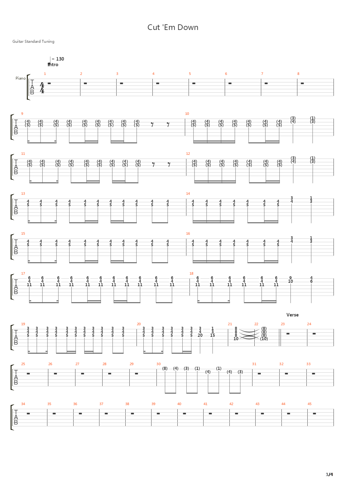 Cut Em Down吉他谱
