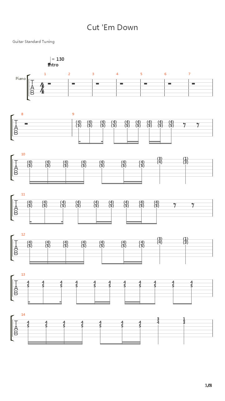 Cut Em Down吉他谱