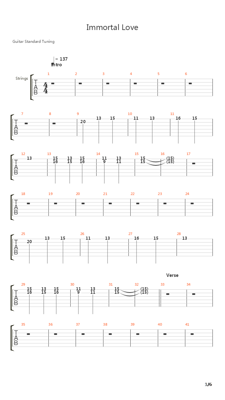 Immortal Love吉他谱