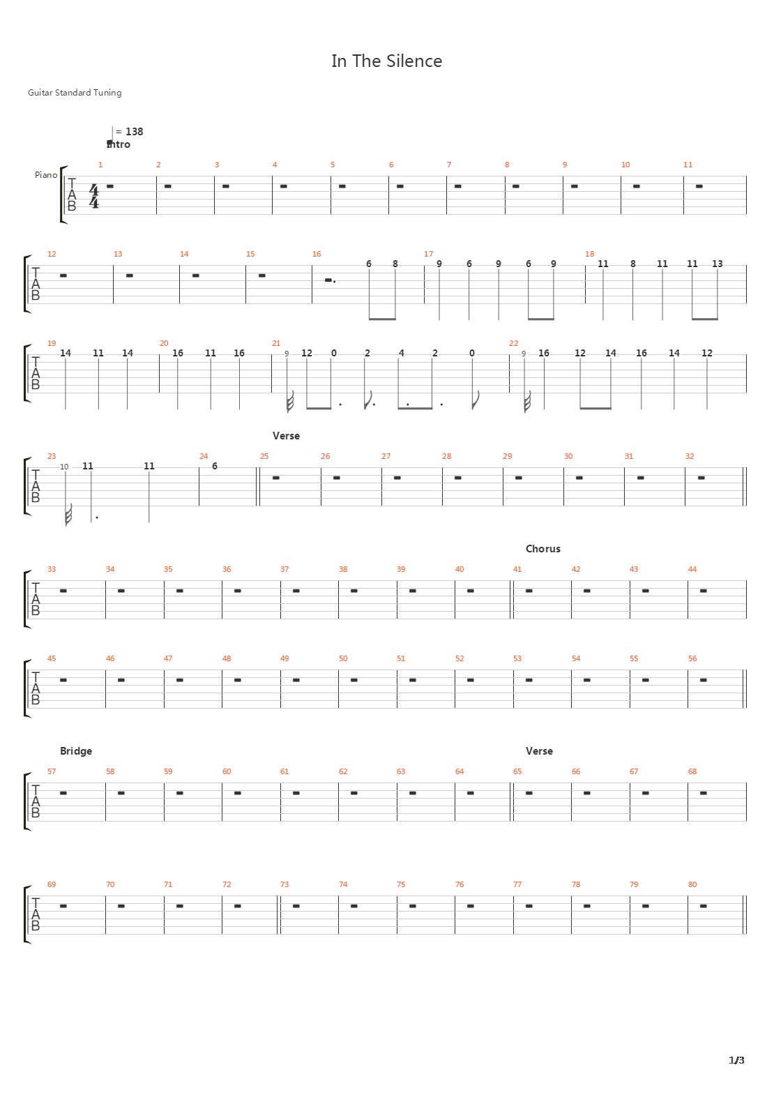 In The Silence吉他谱