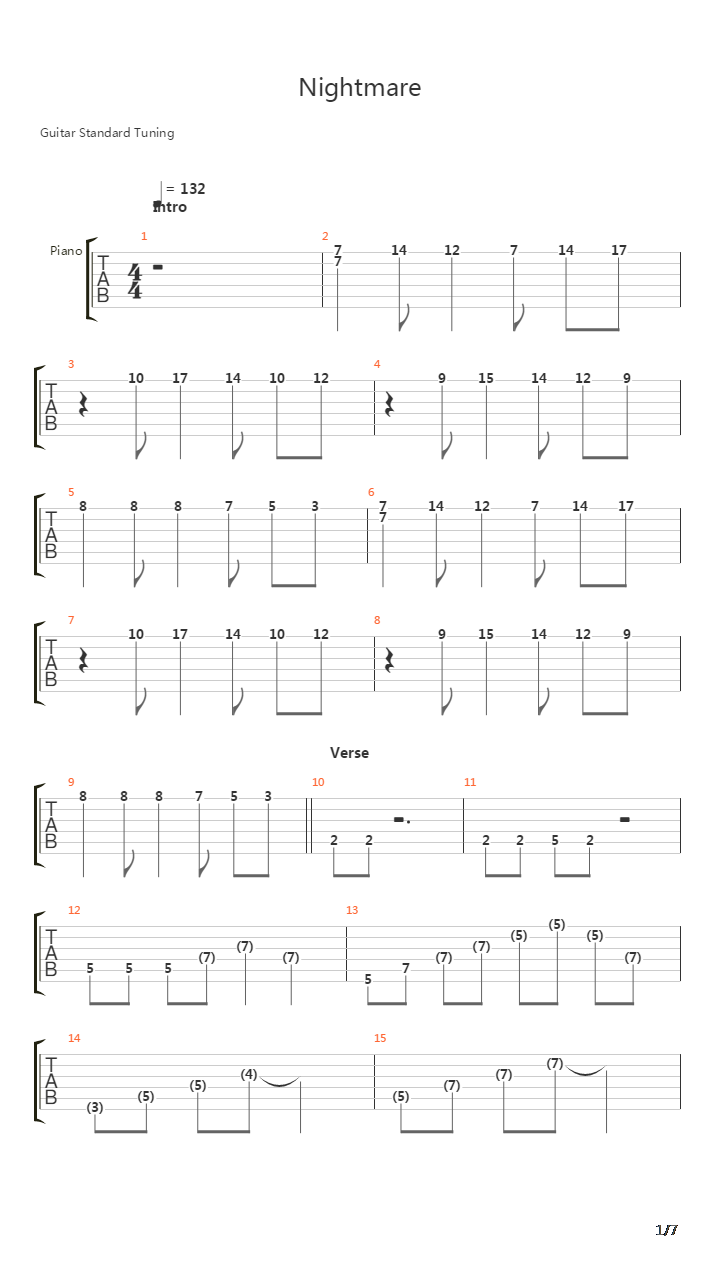 Nightmare吉他谱