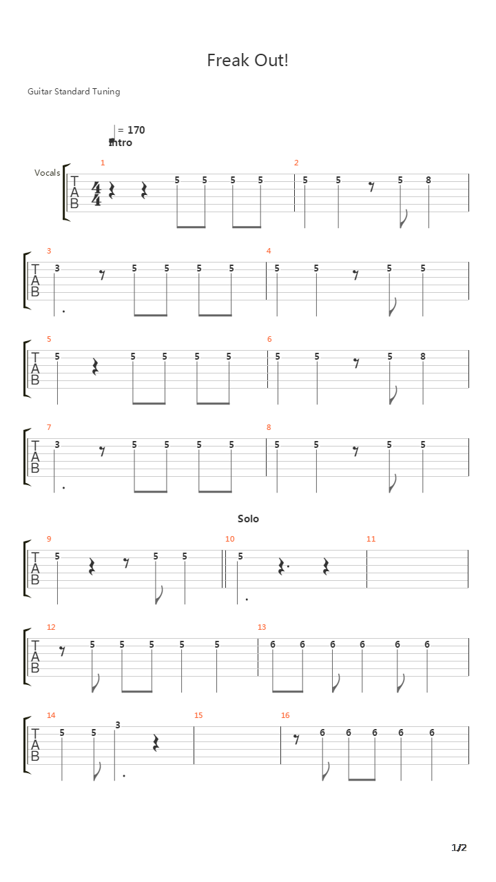 Freak Out吉他谱