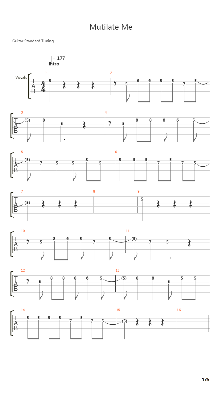 Mutilate Me吉他谱