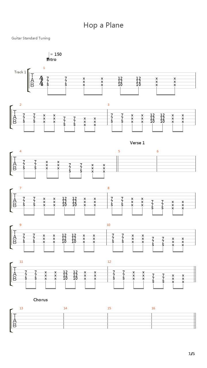 Hop A Plane吉他谱