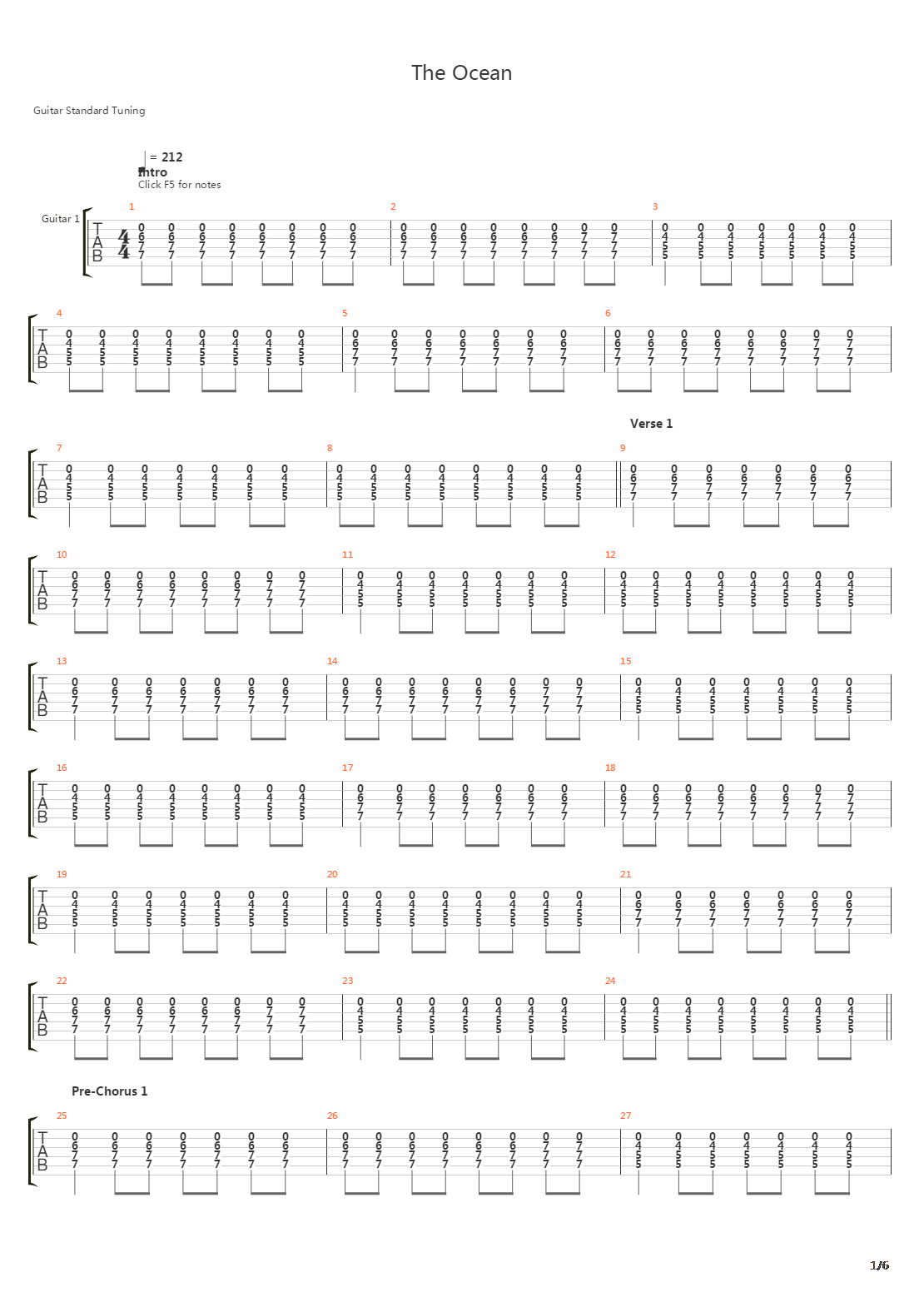 The Ocean吉他谱