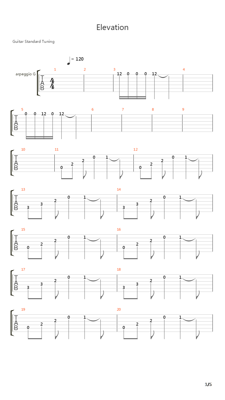 Elevation吉他谱