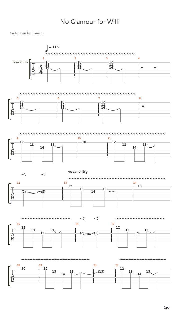 No Glamour For Willi吉他谱