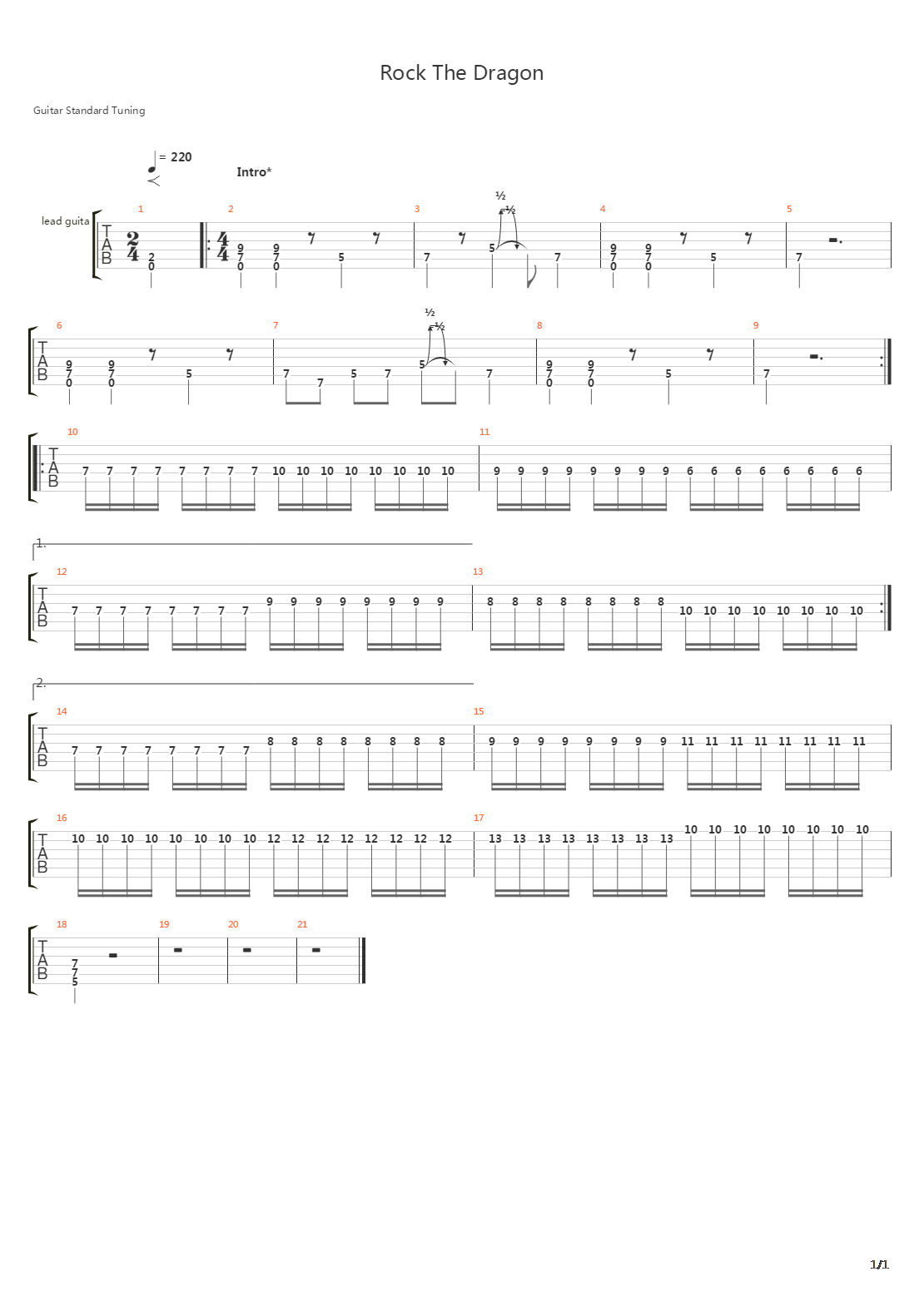 Rock The Dragon吉他谱