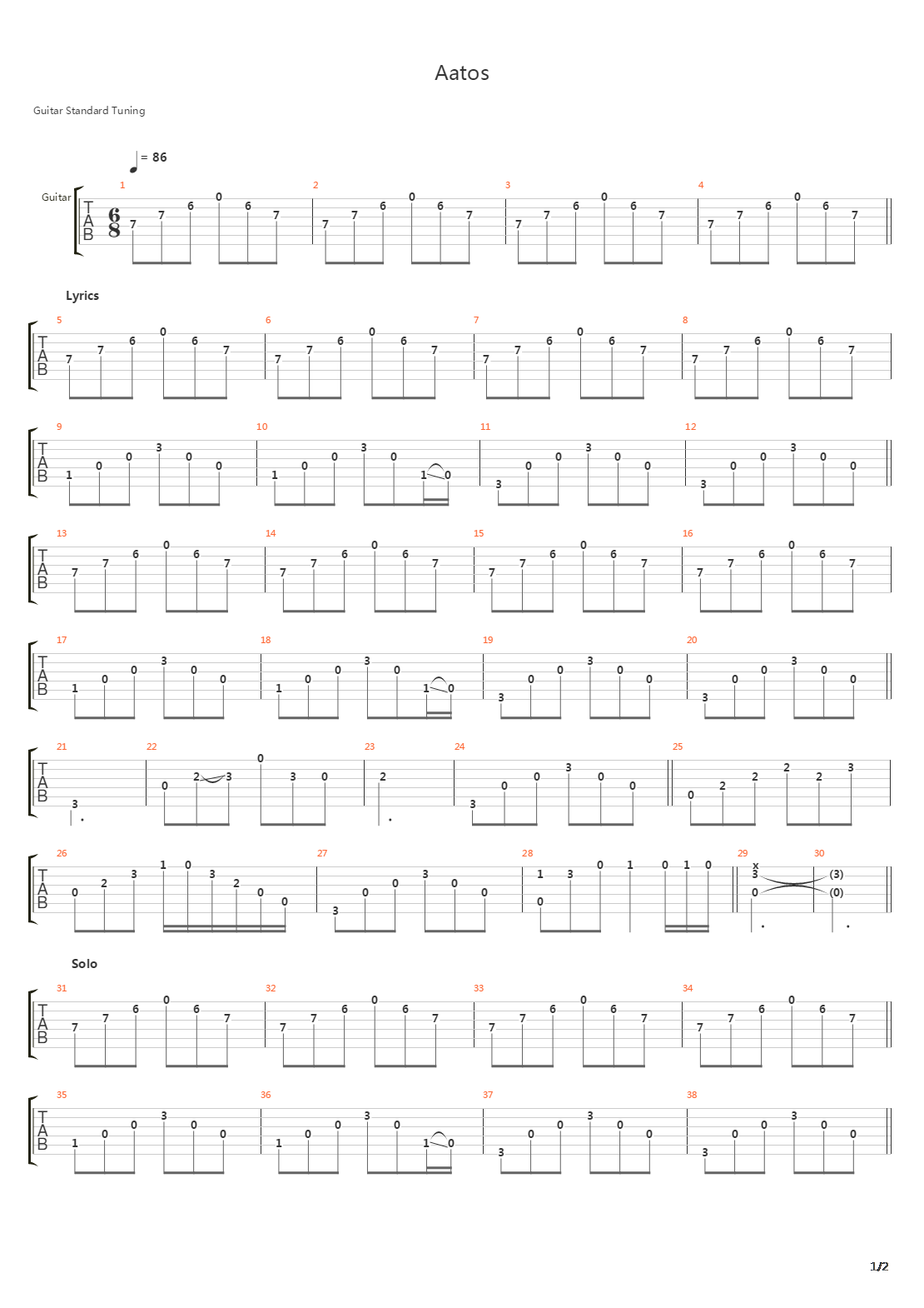 Aatos吉他谱