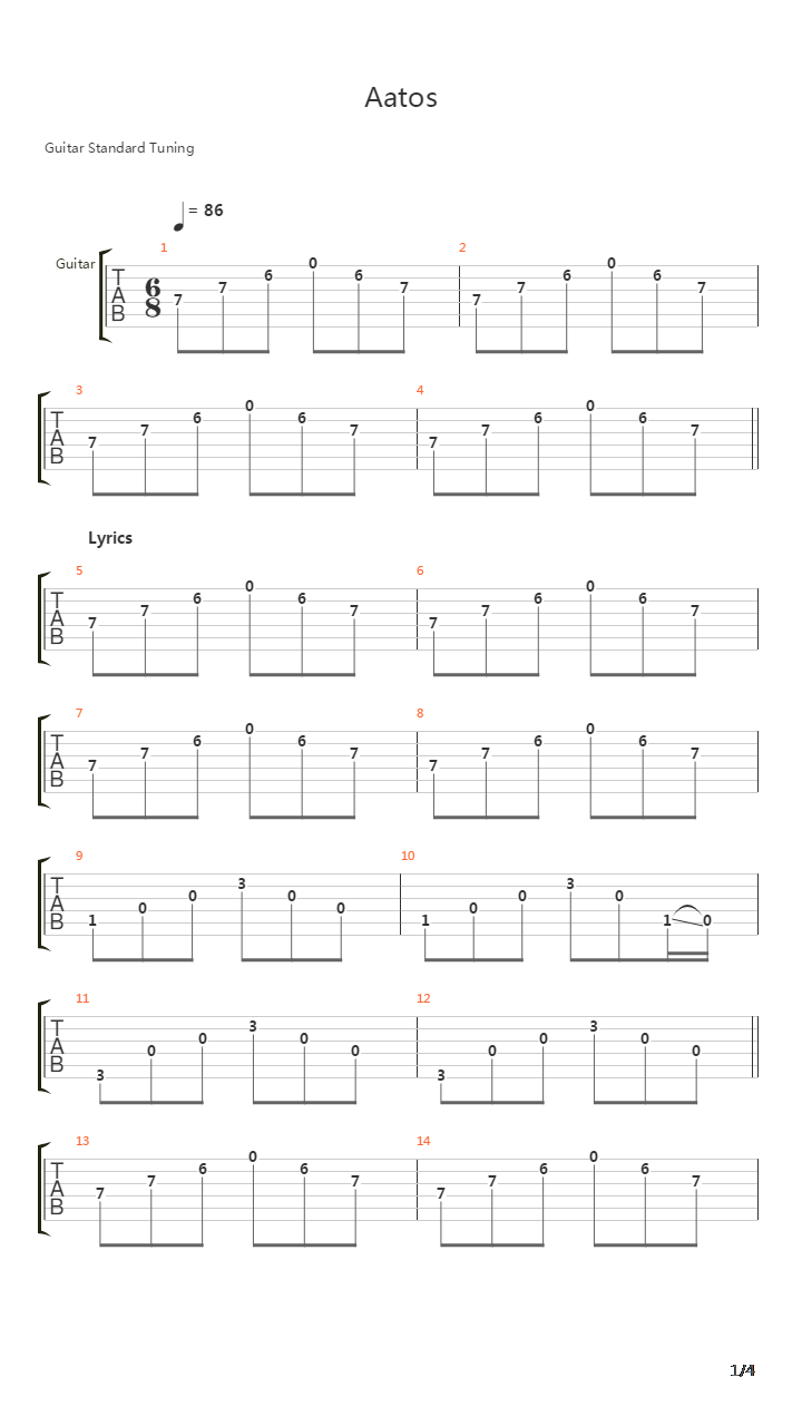 Aatos吉他谱