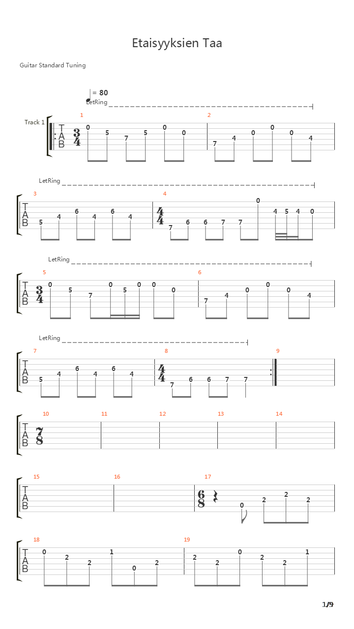 Etaisyyksien Taa吉他谱