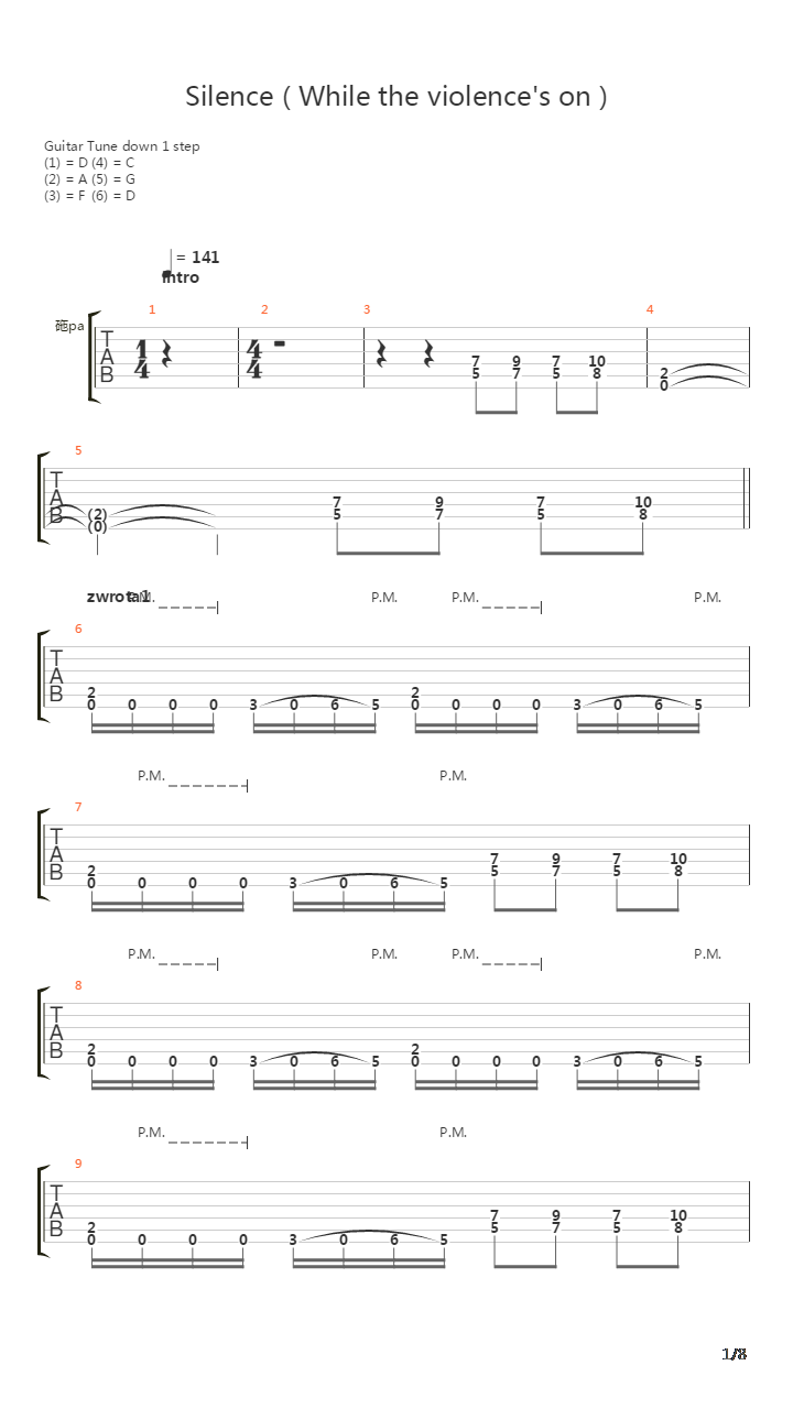 Silence While The Violences On吉他谱