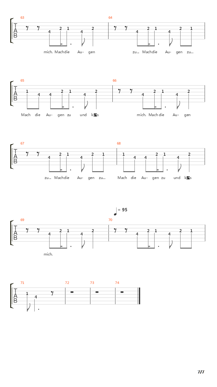 Mach Die Augen Zu吉他谱