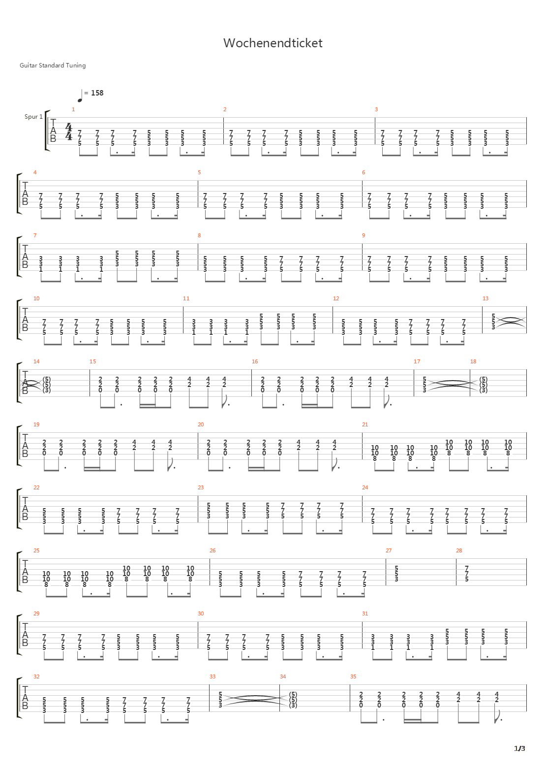 Wochenendticket吉他谱