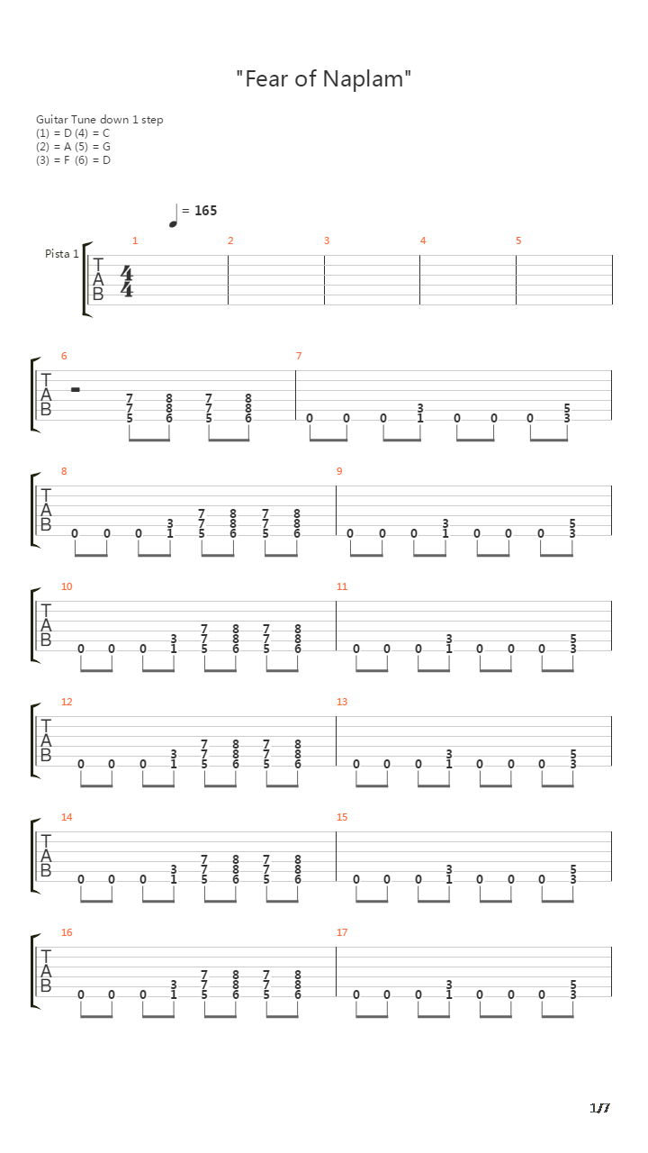 Fear Of Napalm吉他谱