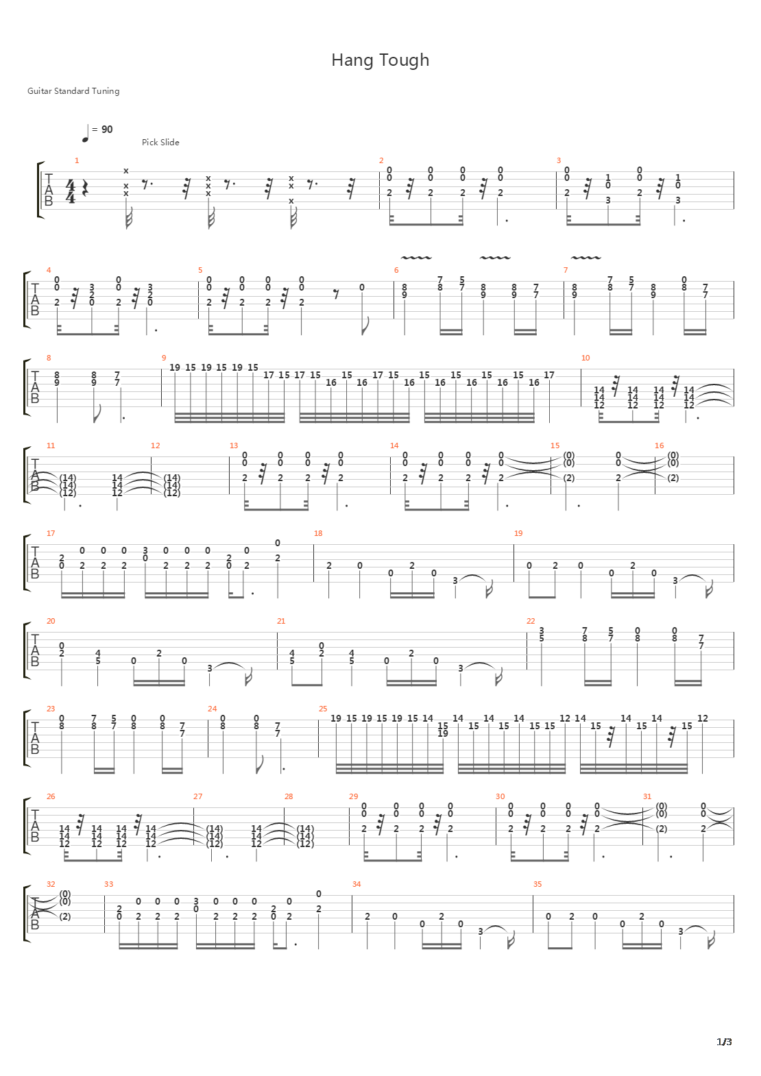 Hang Tough吉他谱