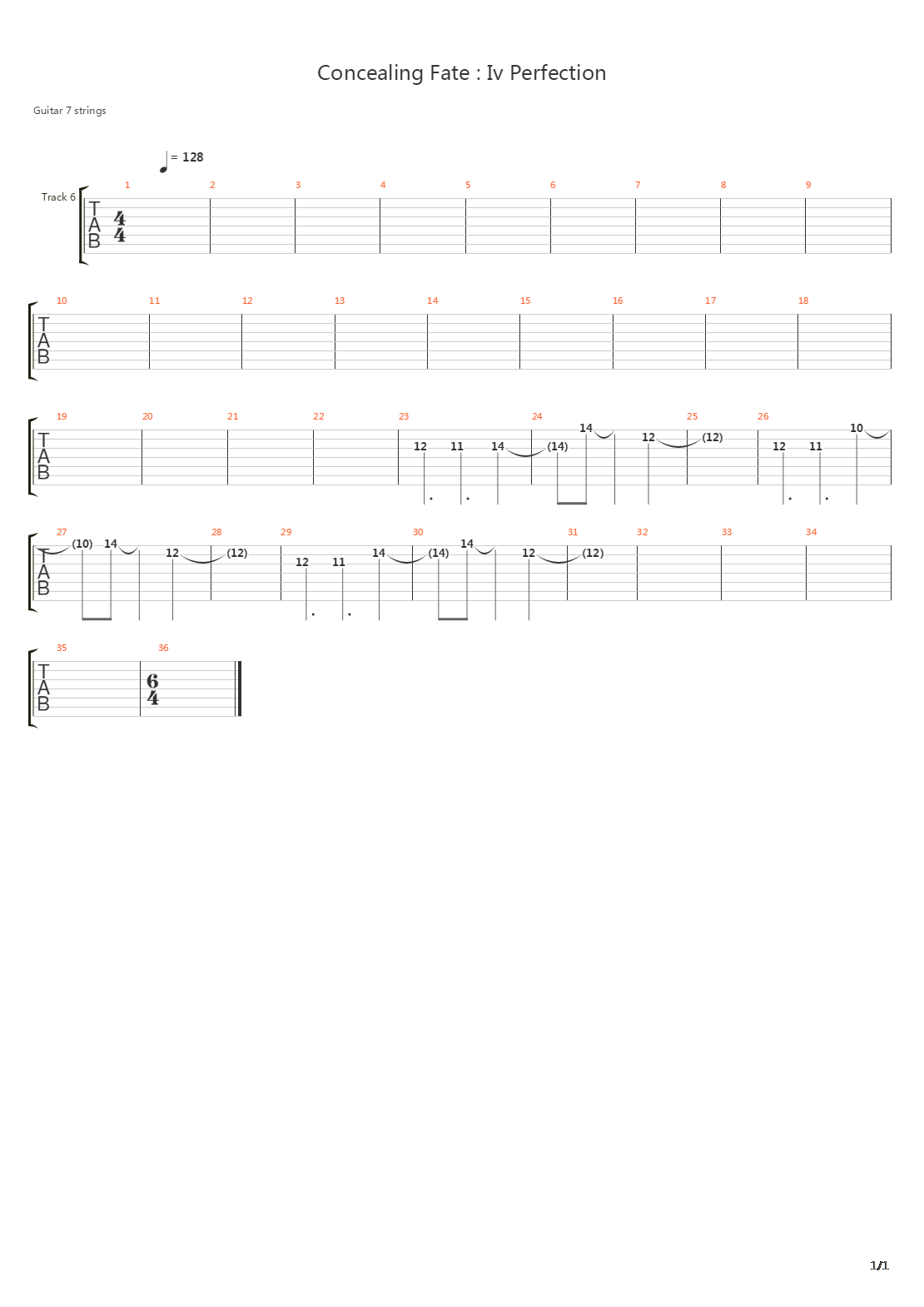 Concealing Fate Iv Perfection吉他谱