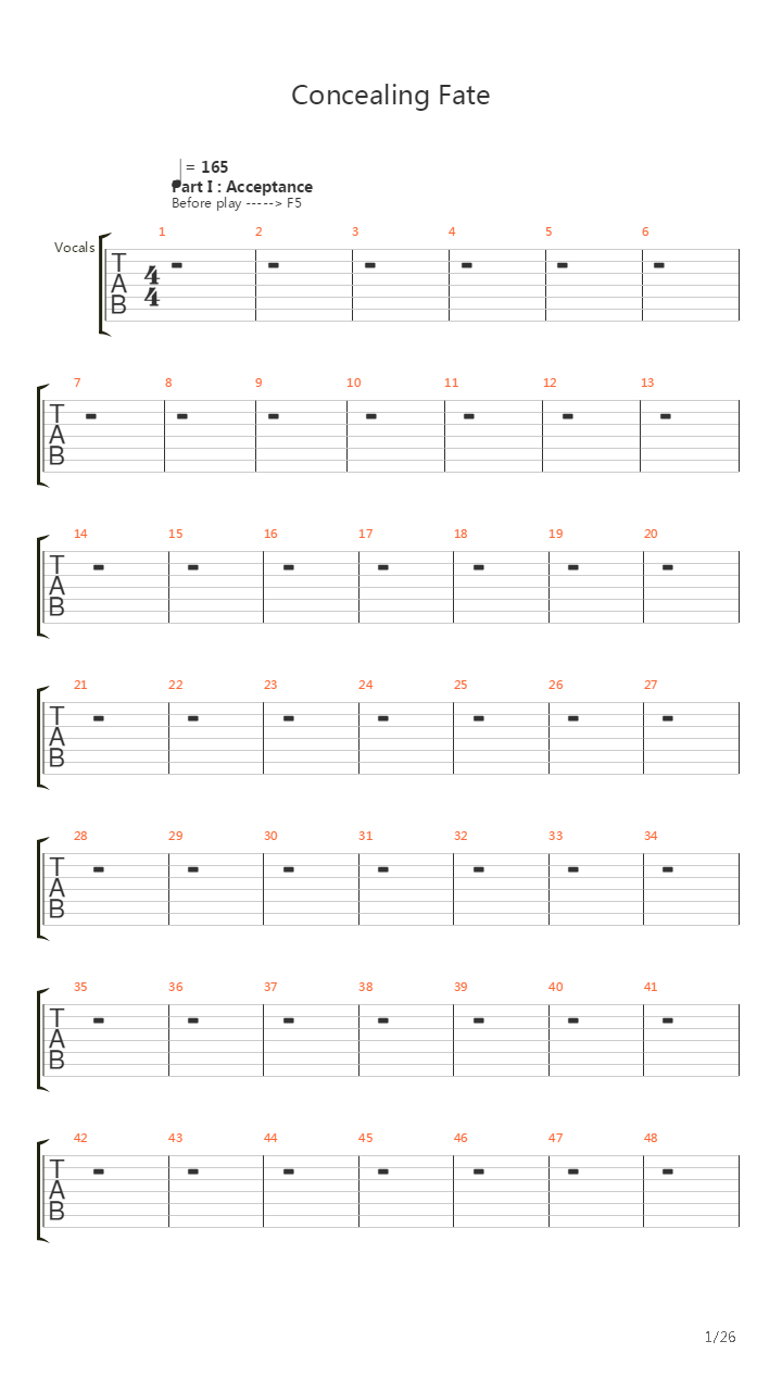 Concealing Fate吉他谱