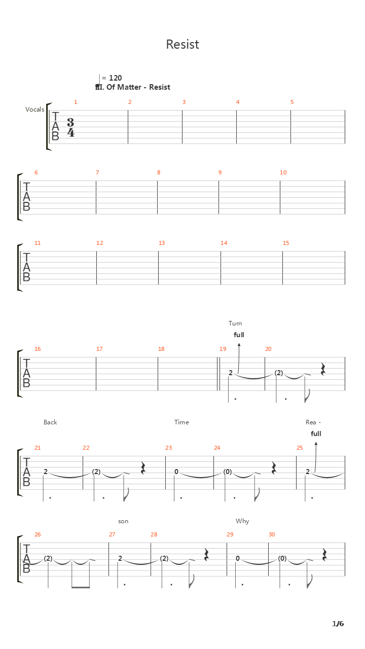 Resist吉他谱