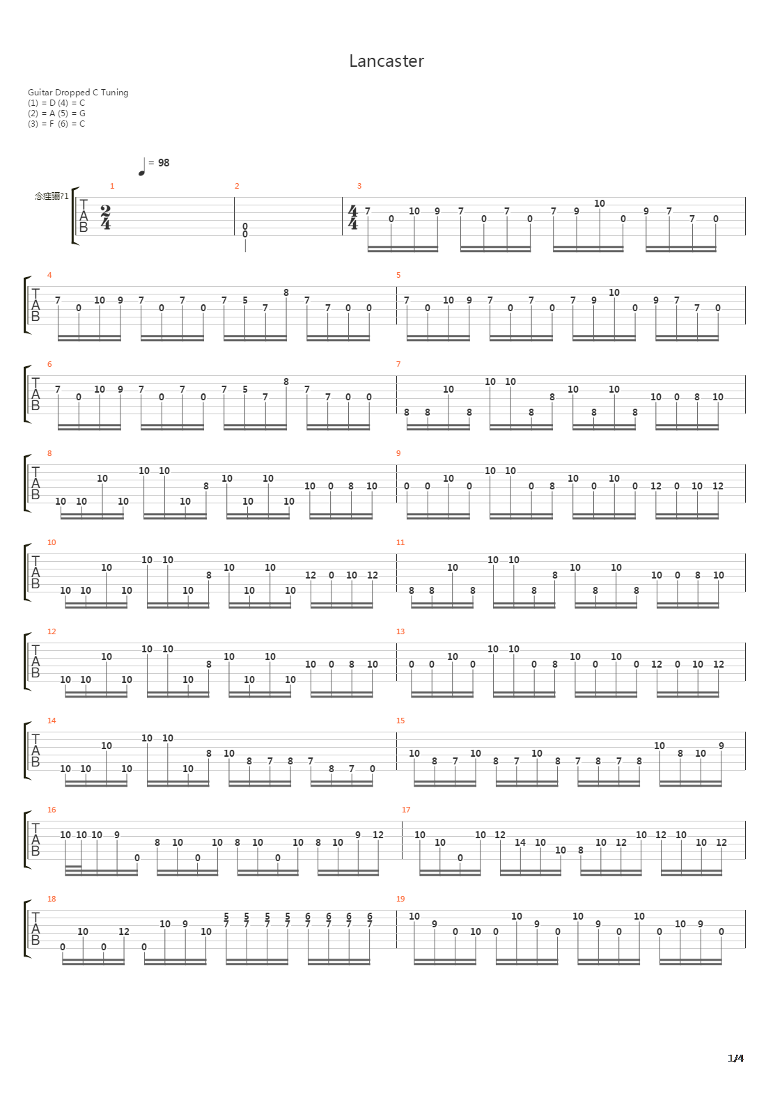 Lancaster吉他谱