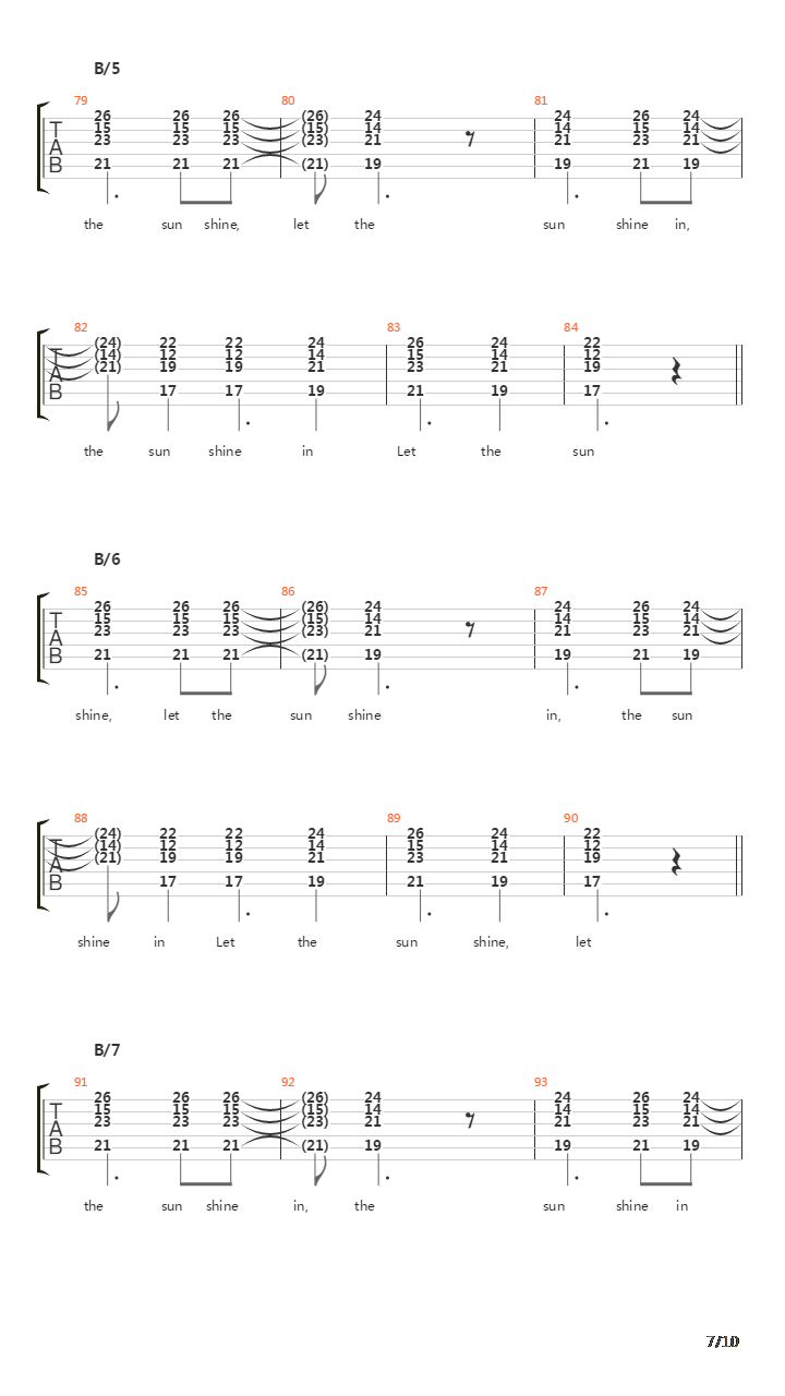 Aquariuslet The Sunshine In吉他谱
