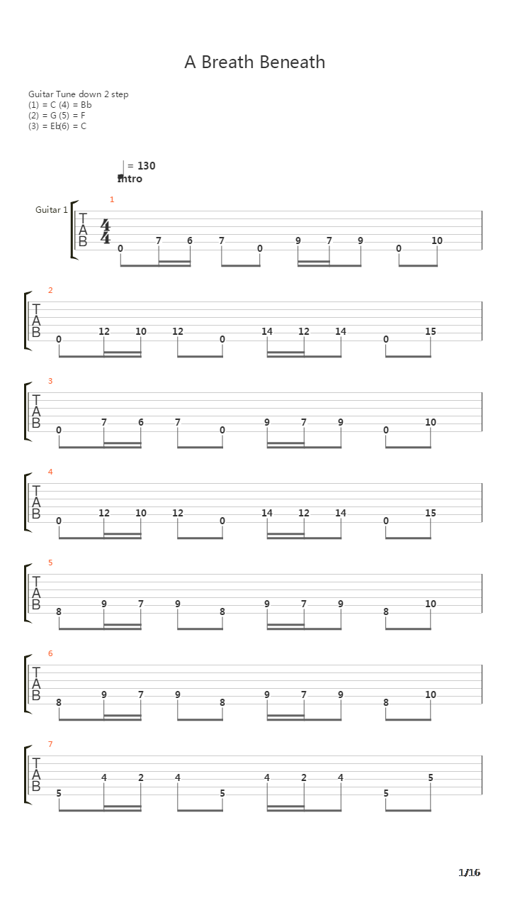 A Breath Beneath吉他谱