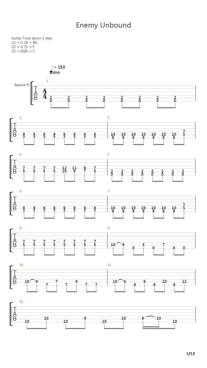 Enemy Unbound吉他谱