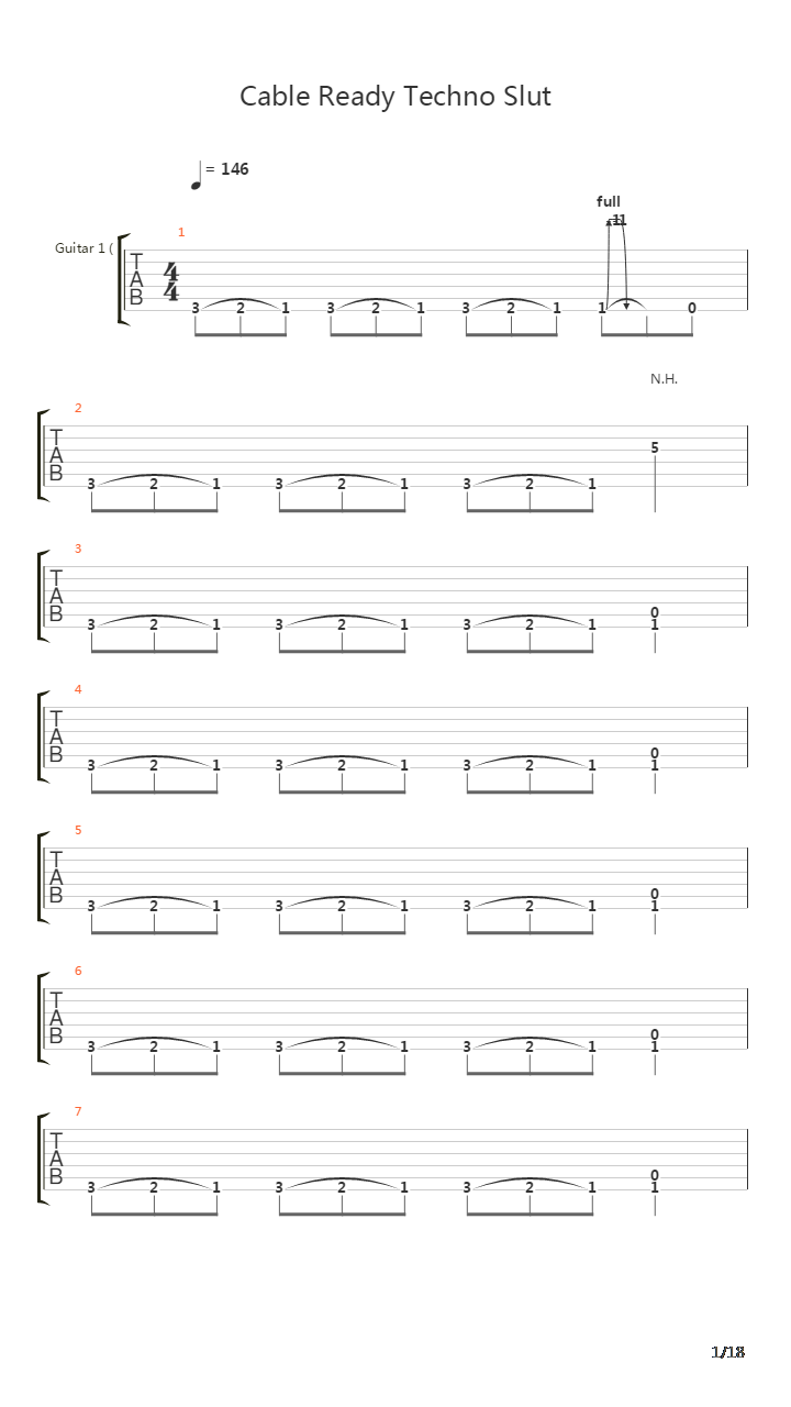 Cable Ready Techno Slut吉他谱