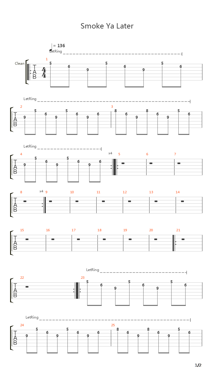 Smoke Ya Later吉他谱