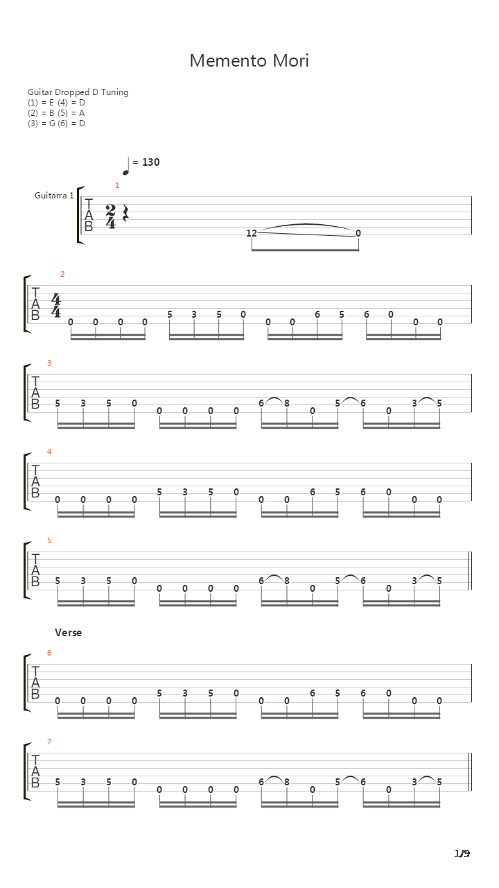 Memento Mori吉他谱
