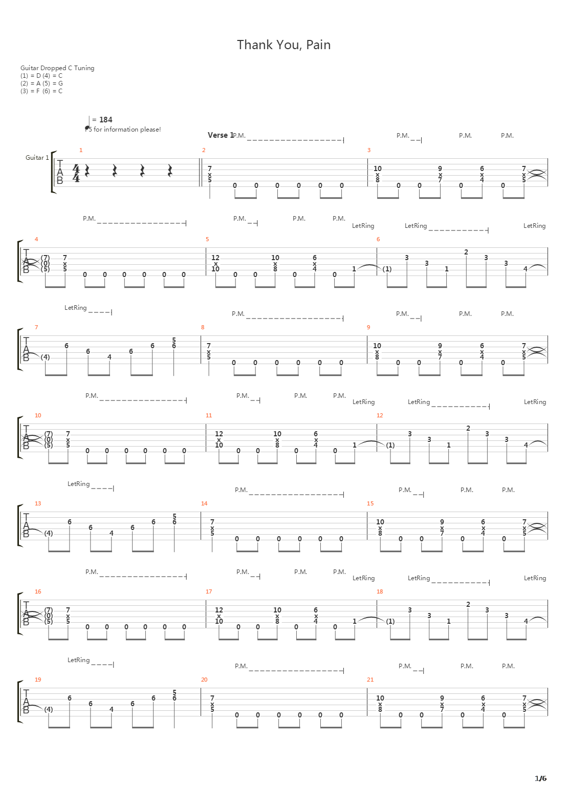 Thank You Pain吉他谱