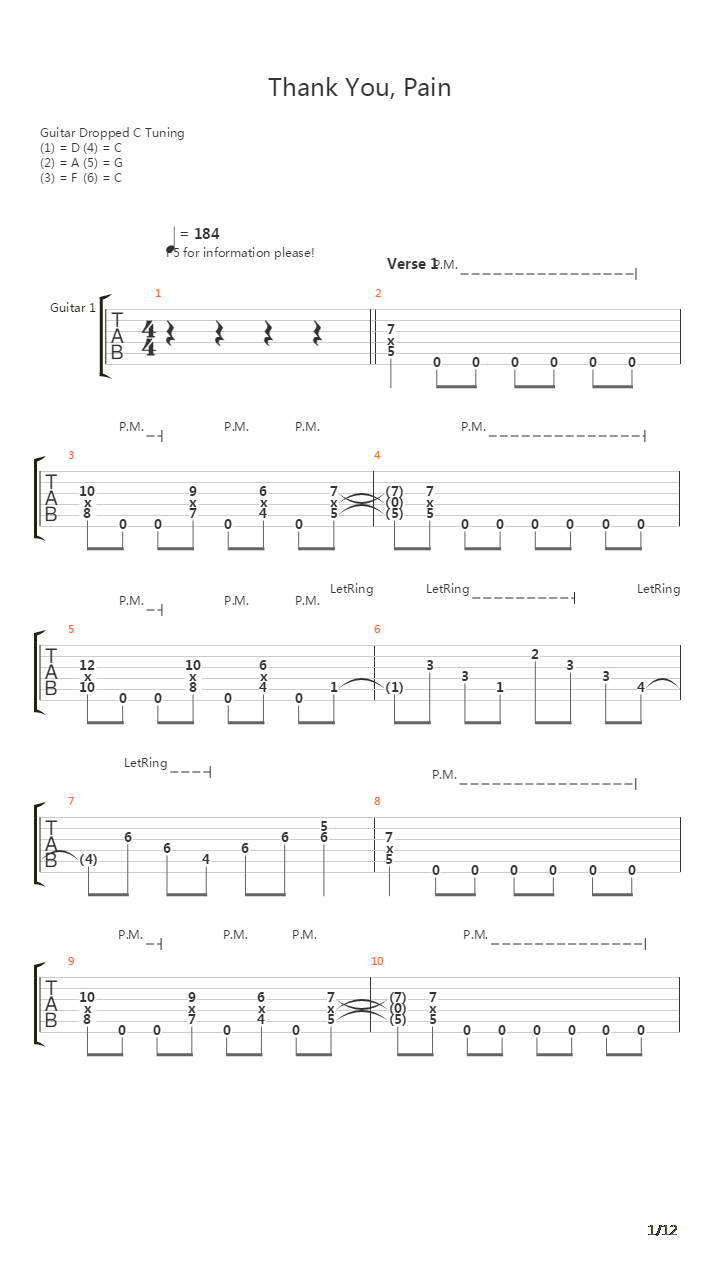 Thank You Pain吉他谱