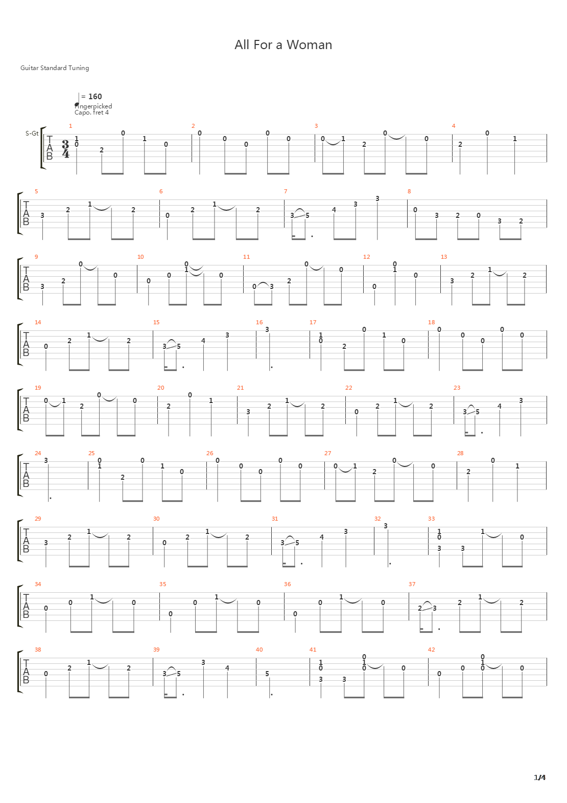 All For A Woman Acoustic吉他谱