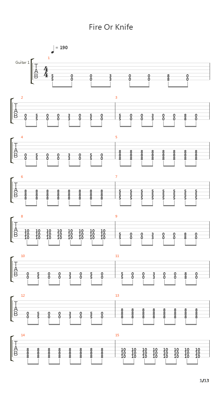 Fire Or Knife吉他谱