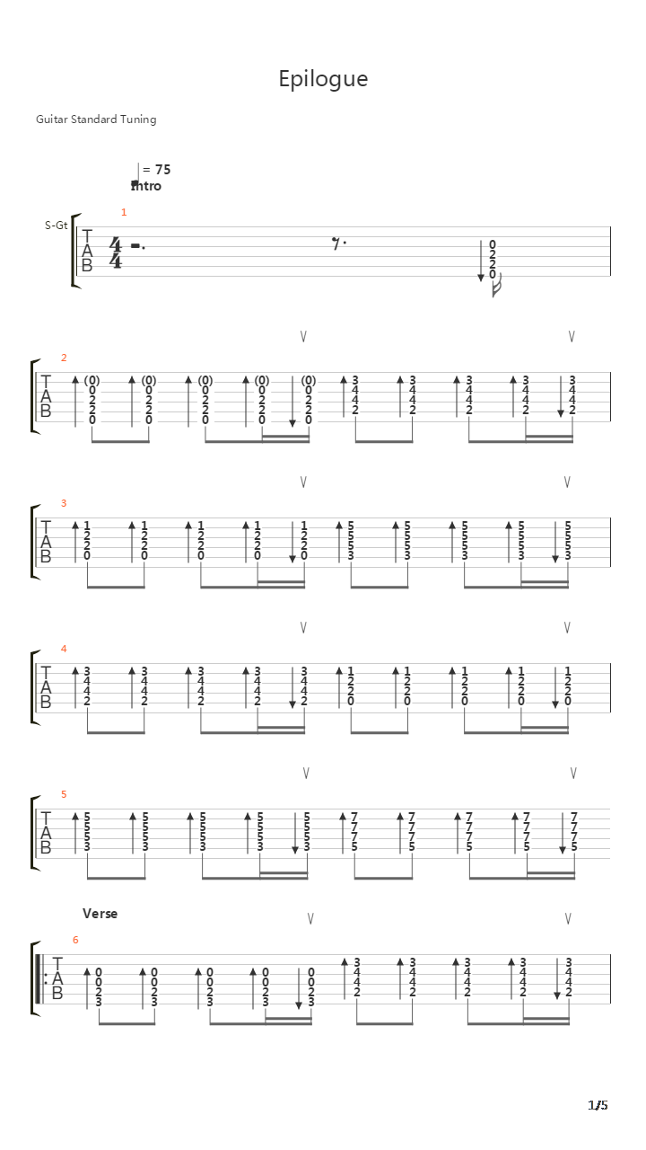 Epilogue吉他谱