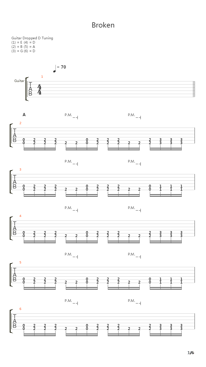 Broken吉他谱
