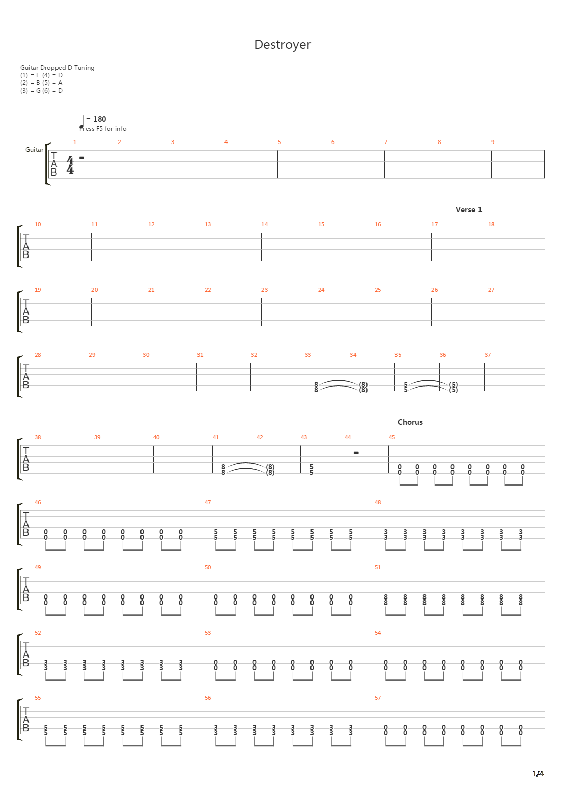 Destroyer吉他谱