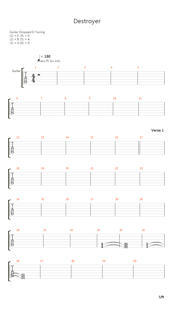 Destroyer吉他谱