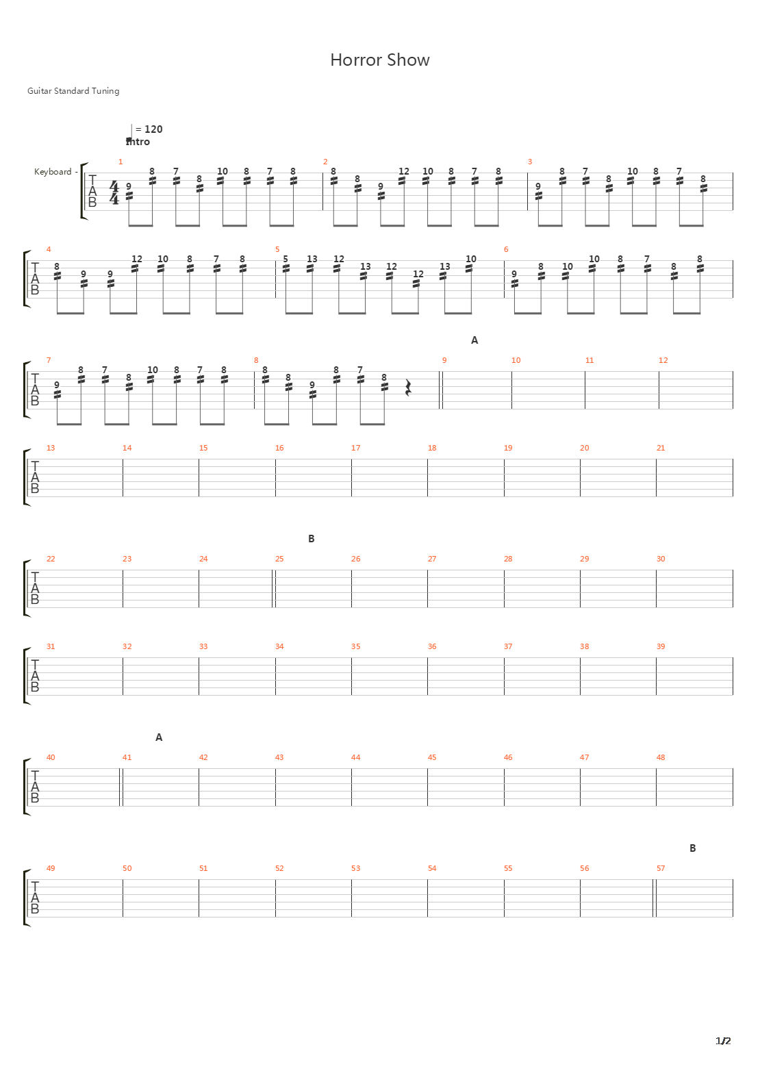 Horror Show吉他谱