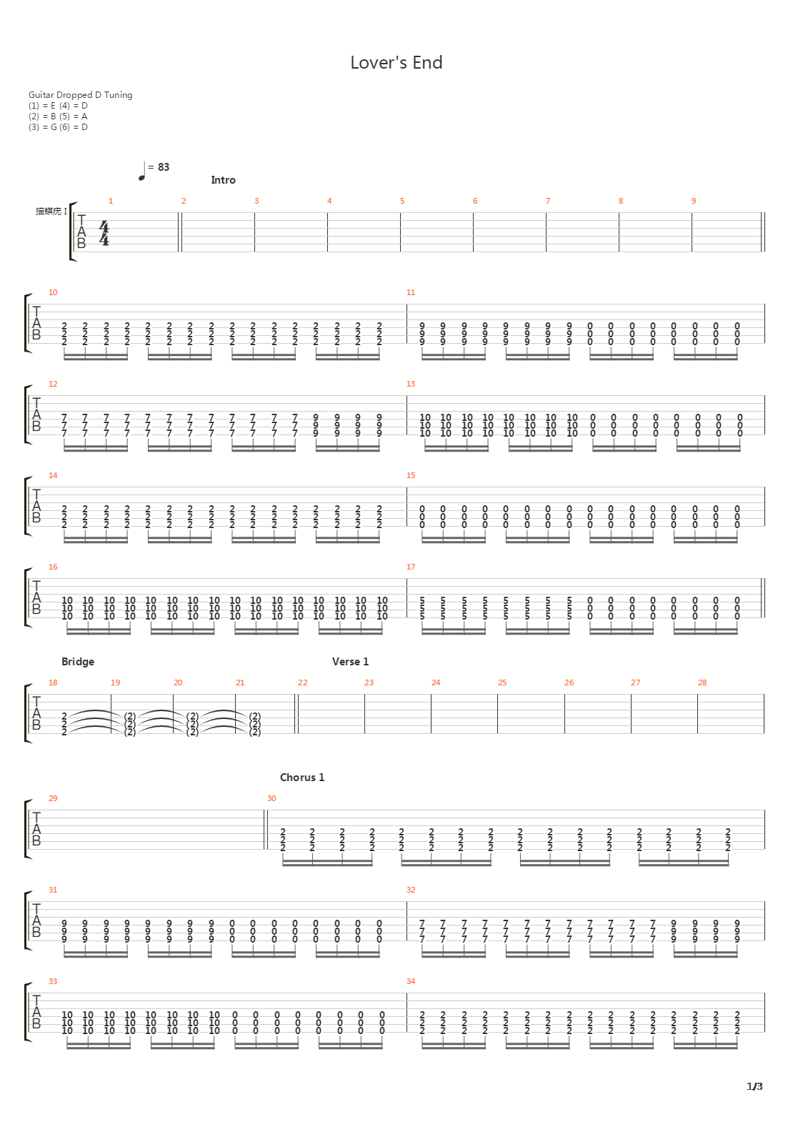 Lovers End吉他谱