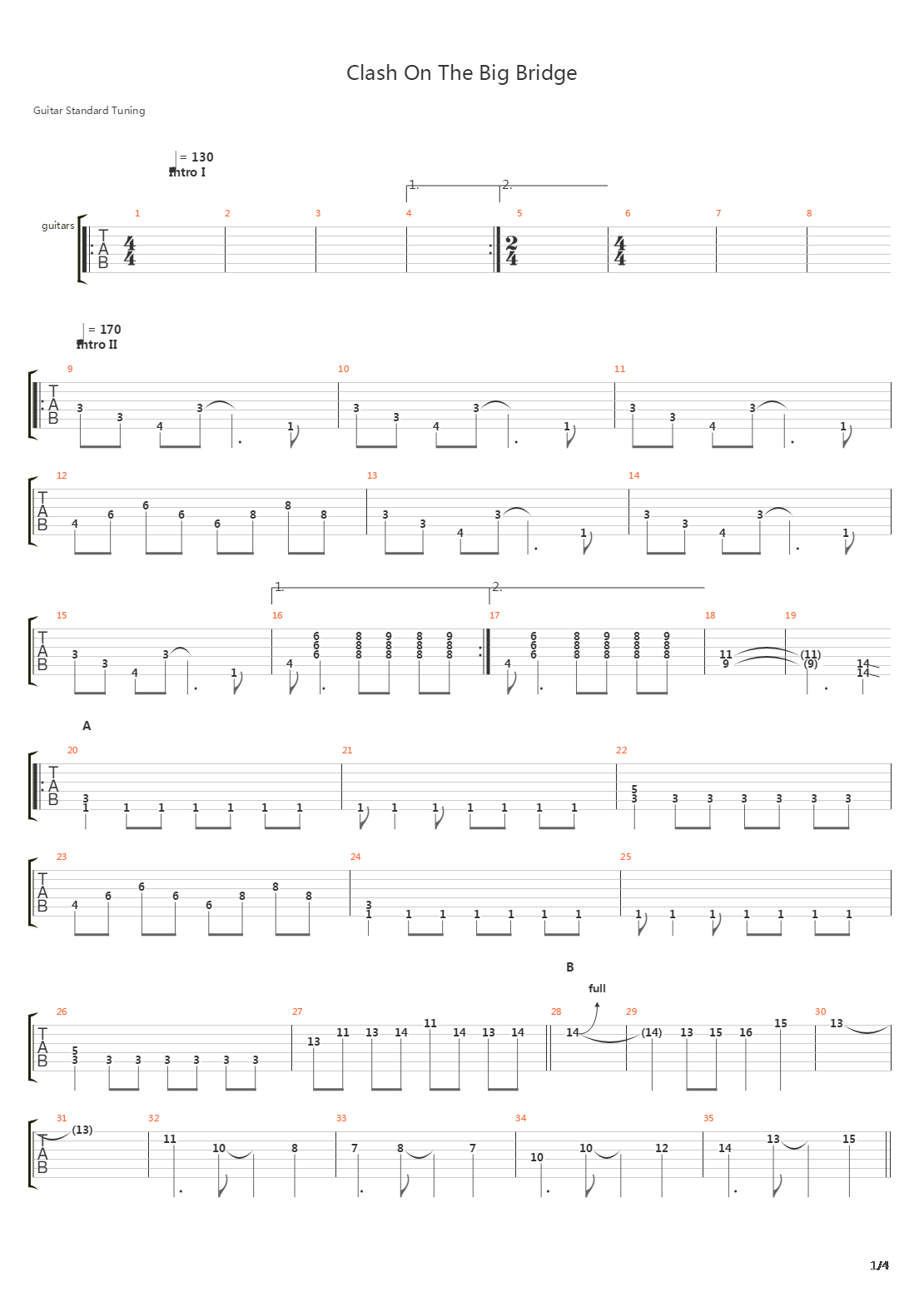 Clash On The Big Bridge吉他谱