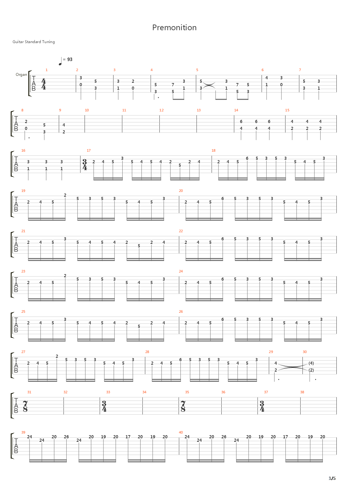 Premonition吉他谱