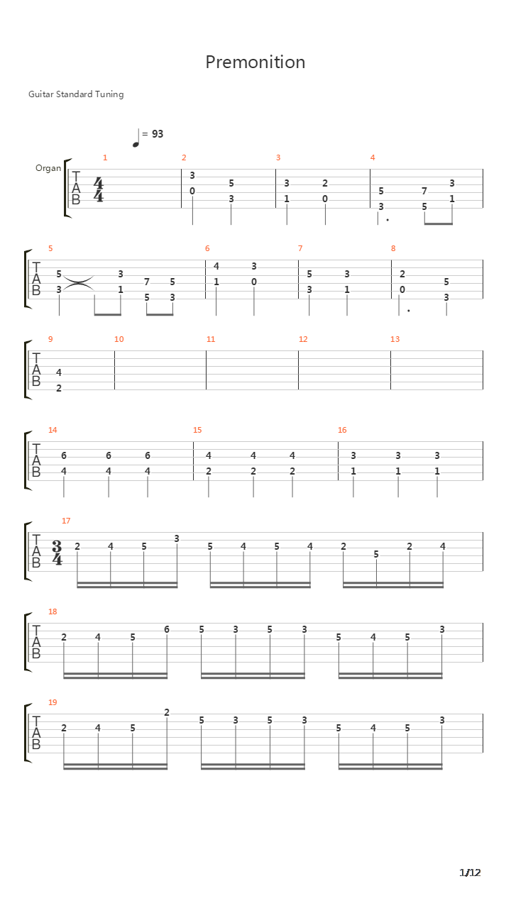 Premonition吉他谱