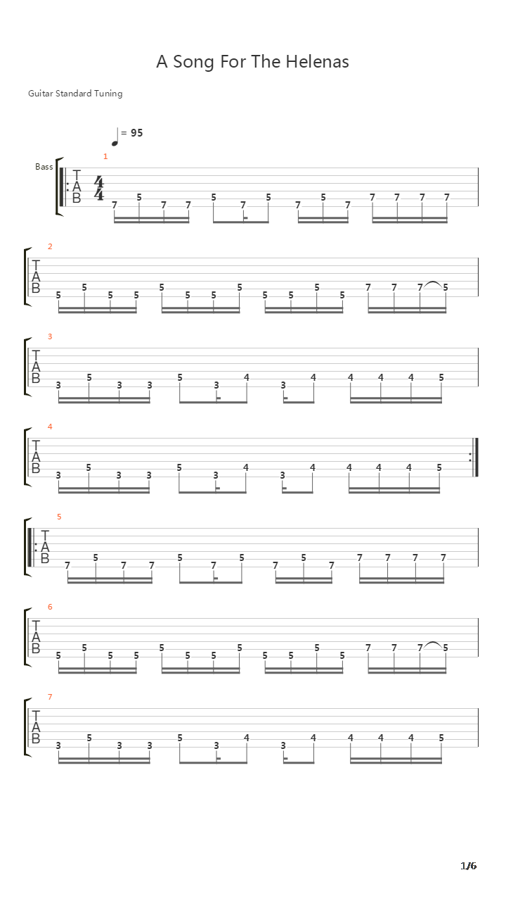 A Song For The Helenas吉他谱